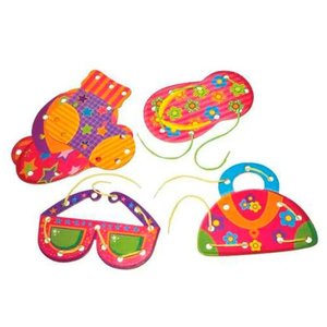 Brinquedo Pedagógico Alinhavos Objetos Peças Mdf 6 Unidade