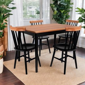 Kit Mesa Madeira Maciça com 4 Cadeiras Resistente Sala de Jantar Cozinha Conjunto Jogo Retangular