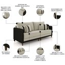 Ver imagem 3 de Sofá 2 Lugares Living 172cm Zoe K04 Veludo Bege/preto - Mpozenato