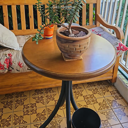 Cj Mesa Madeira 60cm - Bistrô Fixa 78cm + 2 Cadeiras 43 - Natural - Liso - 4