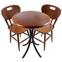 Ver imagem 1 de Cj Mesa Madeira 60cm - Bistrô Fixa 78cm + 2 Cadeiras 43 - Natural - Liso