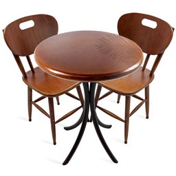 Cj Mesa Madeira 60cm - Bistrô Fixa 78cm + 2 Cadeiras 43 - Natural - Liso - 1