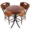 Cj Mesa Madeira 60cm - Bistrô Fixa 78cm + 2 Cadeiras 43 - Natural - Liso - 1