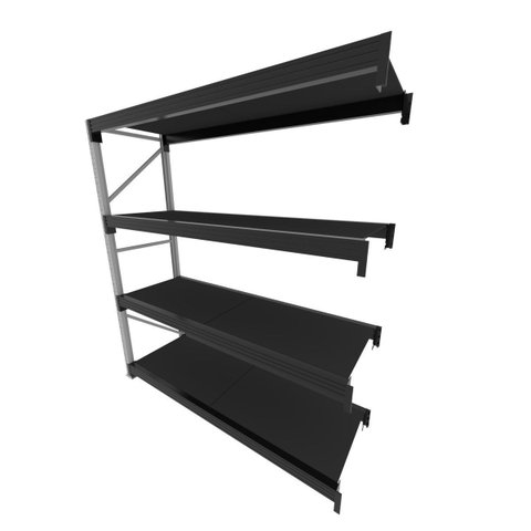 Mini Porta Pallet 200 kg por Nivel Continuação com 4 Niveis Preto com MDF Preto