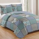 Ver imagem 1 de Kit Cobre Leito Colcha Casa Scarpa Mix Queen Estampado Dupla Face Floral 3 Peças - Lorena