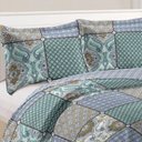 Ver imagem 2 de Kit Cobre Leito Colcha Casa Scarpa Mix Queen Estampado Dupla Face Floral 3 Peças - Lorena