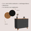 Ver imagem 6 de Balcão Retrô e Versátil com 1 Porta e 3 Gavetas Lugano Preto/Freijó com Artany