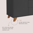 Ver imagem 7 de Balcão Retrô e Versátil com 1 Porta e 3 Gavetas Lugano Preto/Freijó com Artany