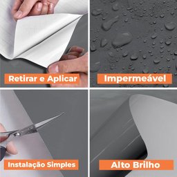 Kit 10 Metros de Papel de Parede Lavavel Alto Brilho Cinza Metalico - 7