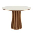 Ver mais imagens de Conjunto para Sala de Jantar Mesa Redonda e 4 Cadeiras Estofadas MDF Bolonha Marrom/Off White/Freijó