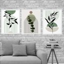 Ver imagem 2 de Kit 3 Quadros Estilo Boho Folhas Verdes 45x34cm:madeira Preta