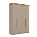 Ver imagem 2 de Guarda Roupa Solteiro 1,52m C/ 4 Portas e 2 Gavetas 100% Mdf Cor:branco Brilho com Freijó