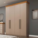Ver imagem 1 de Guarda Roupa Solteiro 1,52m C/ 4 Portas e 2 Gavetas 100% Mdf Cor:branco Brilho com Freijó