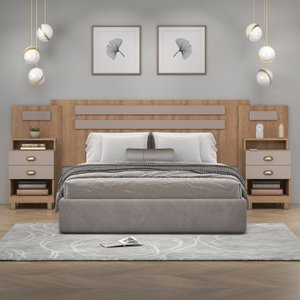 Conjunto 1 Cabeceira Cd15 2 Mesas de Cabeceira Mc120