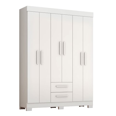 Guarda-roupa com 6 Portas e 2 Gavetas Branco/rosa Nt6015 Notável Móveis