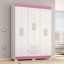 Ver imagem 2 de Guarda-roupa com 6 Portas e 2 Gavetas Branco/rosa Nt6015 Notável Móveis
