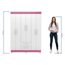 Ver imagem 7 de Guarda-roupa com 6 Portas e 2 Gavetas Branco/rosa Nt6015 Notável Móveis