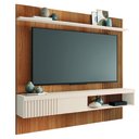 Ver imagem 1 de Painel Ripado para Tv até 65 Polegadas com Prateleira e Nicho Manu Madeirado/off White Caemmun