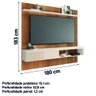 Painel Ripado para Tv até 65 Polegadas com Prateleira e Nicho Manu Madeirado/off White Caemmun - 3