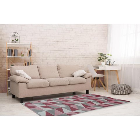 Tapete Para Sala ou Quarto 2,50M x 1,32M Antiderrapante Miami Ladrilhos Vinho