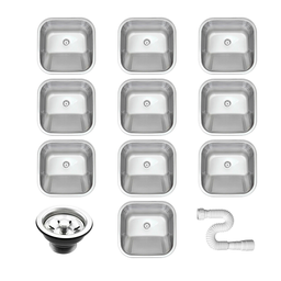 10 Tanque Inox 40x34x20 Aço 304 Fosco Cozinha As Atacado Kit - 1