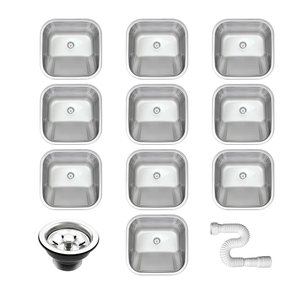 10 Tanque Inox 40x34x20 Aço 304 Fosco Cozinha As Atacado Kit