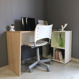 Escrivaninha em L com Nichos Moderna Urban - 16