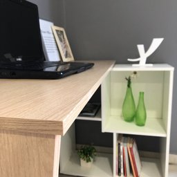 Escrivaninha em L com Nichos Moderna Urban - 12