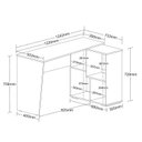 Ver imagem 5 de Escrivaninha Mesa Escritório em L com Nichos Moderna Urban 124,2cm Carvalho e Branco Artany