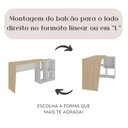 Ver imagem 6 de Escrivaninha Mesa Escritório em L com Nichos Moderna Urban 124,2cm Carvalho E Branco