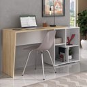 Ver imagem 1 de Escrivaninha Mesa Escritório em L com Nichos Moderna Urban 124,2cm Carvalho e Branco Artany