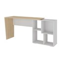 Ver imagem 3 de Escrivaninha Mesa Escritório em L com Nichos Moderna Urban 124,2cm Carvalho E Branco