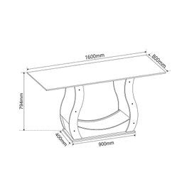  Mesa de Jantar Retangular Vitalic com 6 Cadeiras Madeira Maciça Vegas  - 4