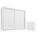 Ver imagem 1 de Guarda Roupa Casal Imperador Branco Plus com Cômoda Sapateira Genova Plus Branco -Zanzini