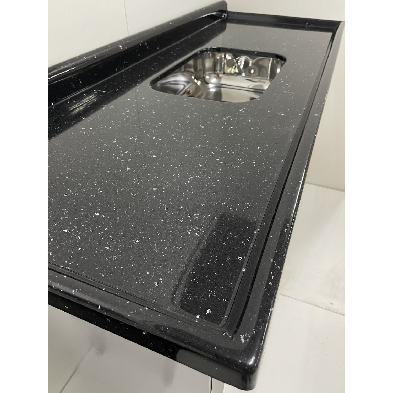 Pia Para Cozinha em Mármore Sintético com Cuba em Aço Inox 180cmx55cm  - 3