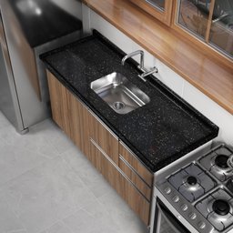Pia Para Cozinha em Mármore Sintético com Cuba em Aço Inox 180cmx55cm  - 3