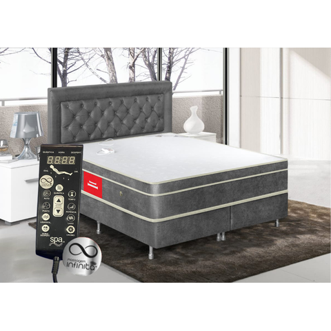 Colchão Queen Nipon Live de Magnético Infravermelho com Vibromassageador e Cromoterapia:cinza