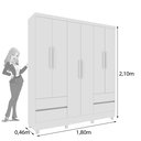 Ver imagem 3 de Guarda Roupa Casal com pés 6 Portas 4 Gavetas com 180cm Oregon