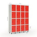 Ver imagem 3 de Armário Roupeiro Locker Guarda-volume de Aço 16 Portas Pequenas com Fecho para Cadeado Vestiário