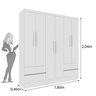 Guarda Roupa Casal 6 Portas 4 Gavetas 180cm Oregon   - 3