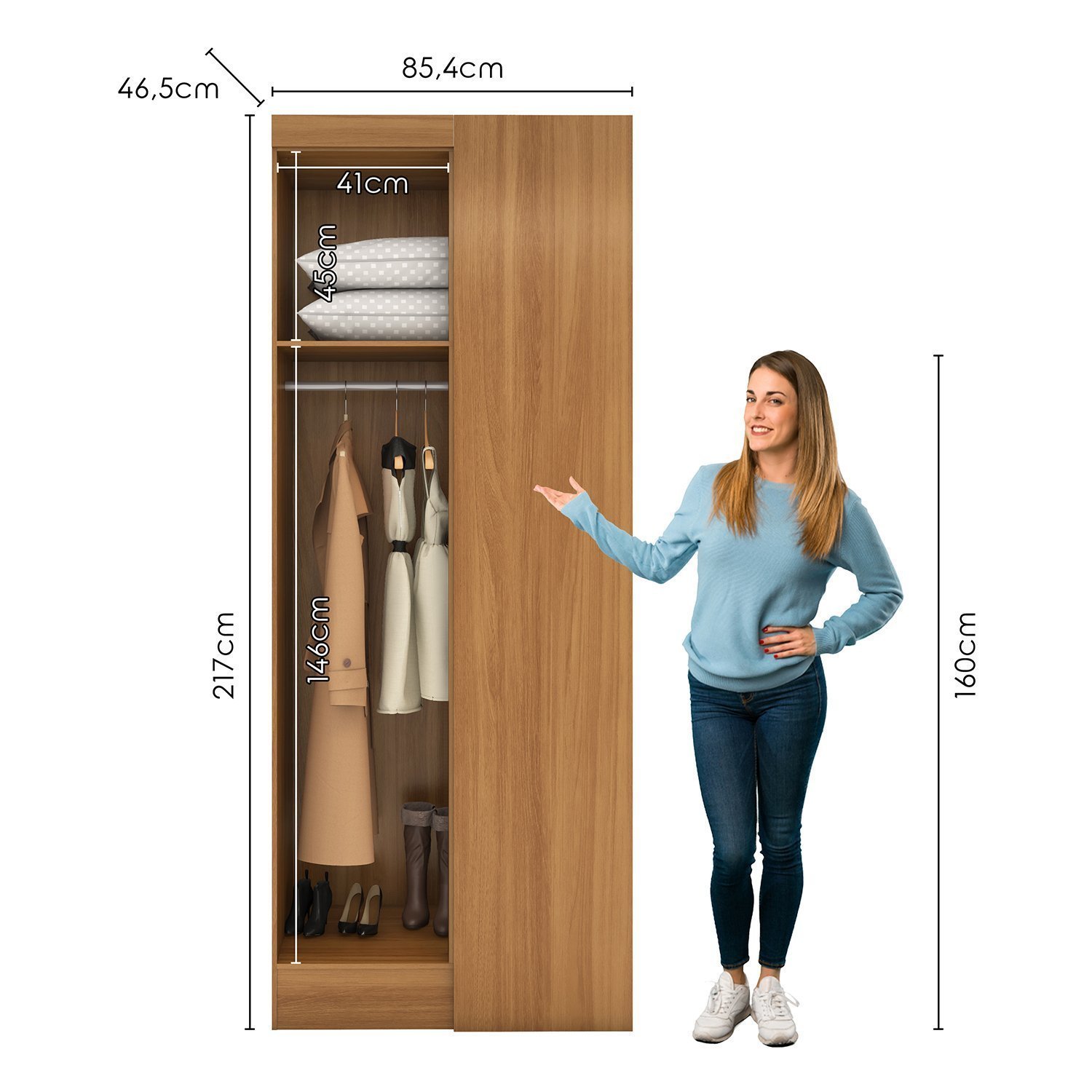 Módulo para Guarda-roupa Smart Canto 1 Porta Espresso Móveis - 3