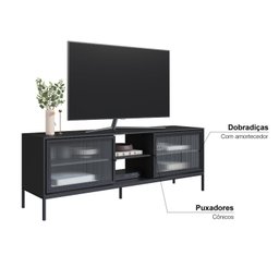 Rack para TV até 65 Polegadas 180cm 2 Portas e 3 Prateleiras Euforia Yescasa Preto - 11 Rack para TV até 65 Polegadas 180cm 2 Portas e 3 Prateleiras Euforia Yescasa Preto - 11