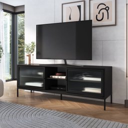 Rack para TV até 65 Polegadas 180cm 2 Portas e 3 Prateleiras Euforia Yescasa Preto - 1 Rack para TV até 65 Polegadas 180cm 2 Portas e 3 Prateleiras Euforia Yescasa Preto - 1