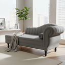 Ver imagem 1 de Recamier Decorativo Divã Amsterdã 147cm Lado Esquerdo Couro Cinza