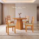 Ver imagem 1 de Conjunto Mesa de Jantar Texas Oitavada 104cm com 4 Cadeiras Estofadas Verona Madeira Maciça