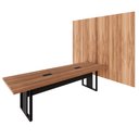 Ver imagem 3 de Mesa Escritório 2,70m 2 Cx de Tomada e Painel de Tv Duplo F5 Cor:nogal com Preto