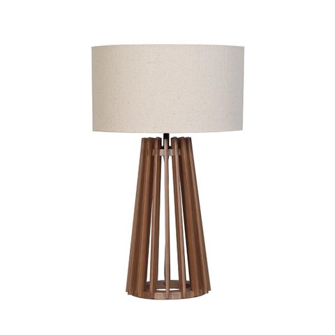 Abajur De Mesa Torre Em Madeira