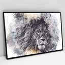 Ver imagem 3 de Quadro Decorativo em Canvas Leão Artístico TaColado Moldura Flutuante 4,5cm Freijó 120 x 80cm