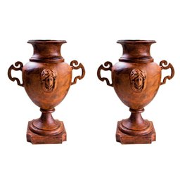 Ânfora vaso cara de Índia c/ alça ferro fundido decorar Pronto Artes DECORAÇÃO DE JARDIM - 1