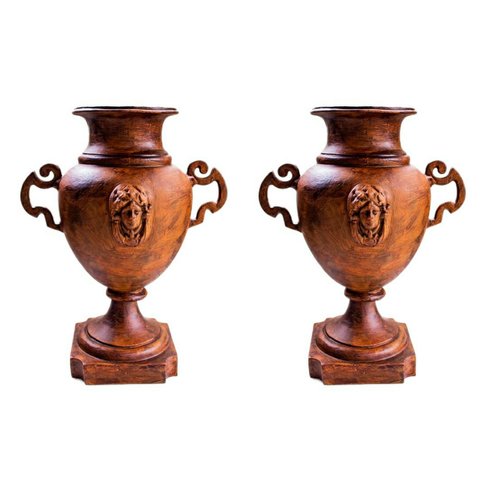 Ânfora vaso cara de Índia c/ alça ferro fundido decorar Pronto Artes DECORAÇÃO DE JARDIM